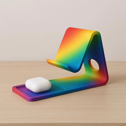 3D Printed Desk Organizer & Phone Stand | Integrated Catch-All Tray for Keys & Earbuds