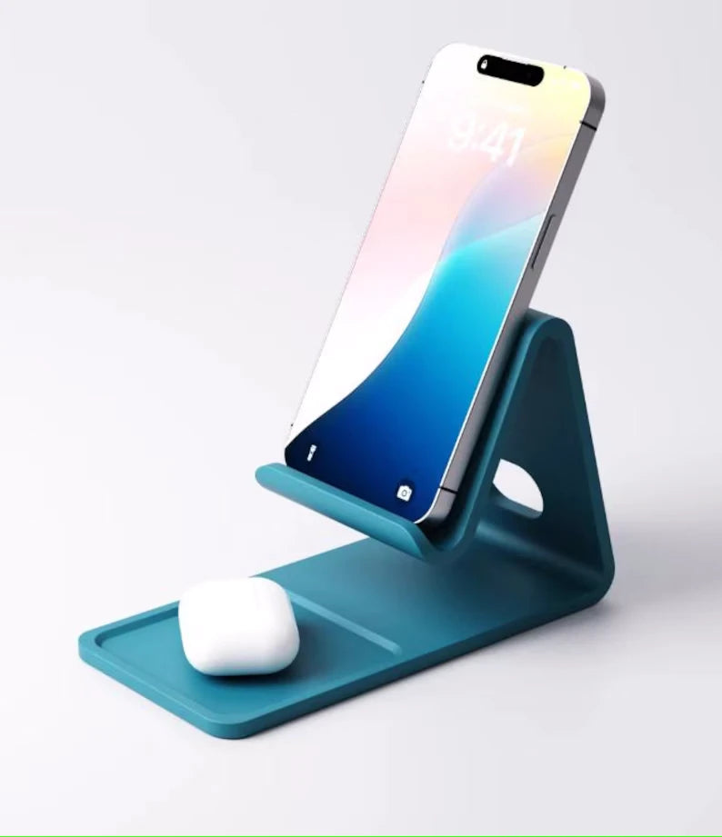 3D Printed Desk Organizer & Phone Stand | Integrated Catch-All Tray for Keys & Earbuds
